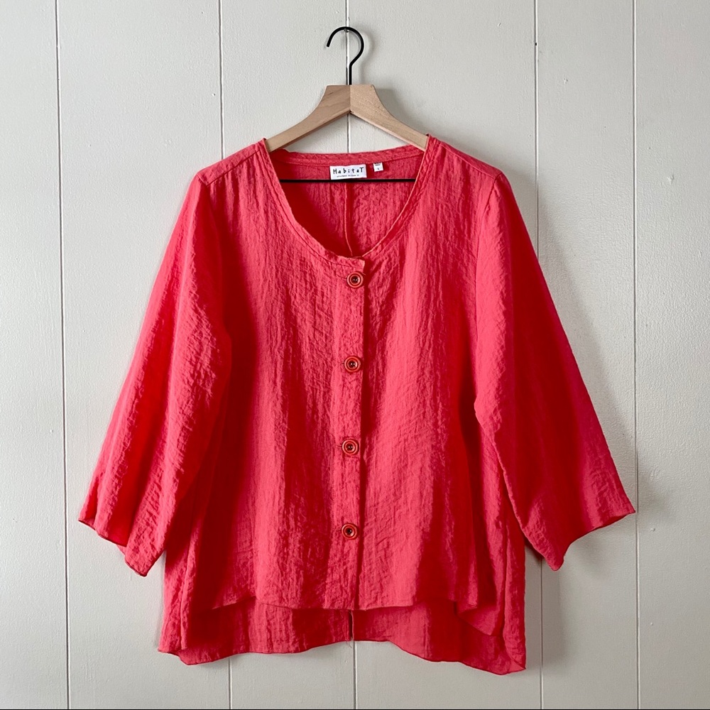 Habitat Crinkle Textured Button Up Top